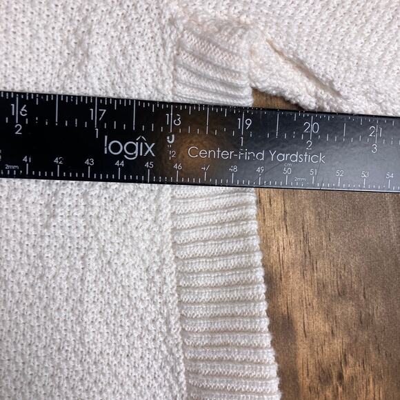Ann Taylor LOFT Womens Sweater Cream Knit Crew Neck Long Sleeve 100% Cotton S - Picture 8 of 12